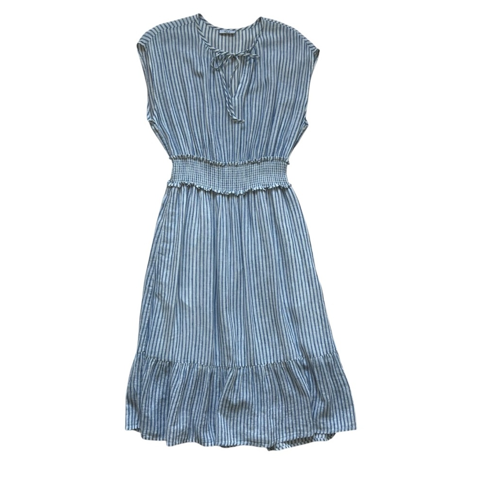 Rails Ashlyn Blue White Striped‎ Linen Blend Midi Dress Size M